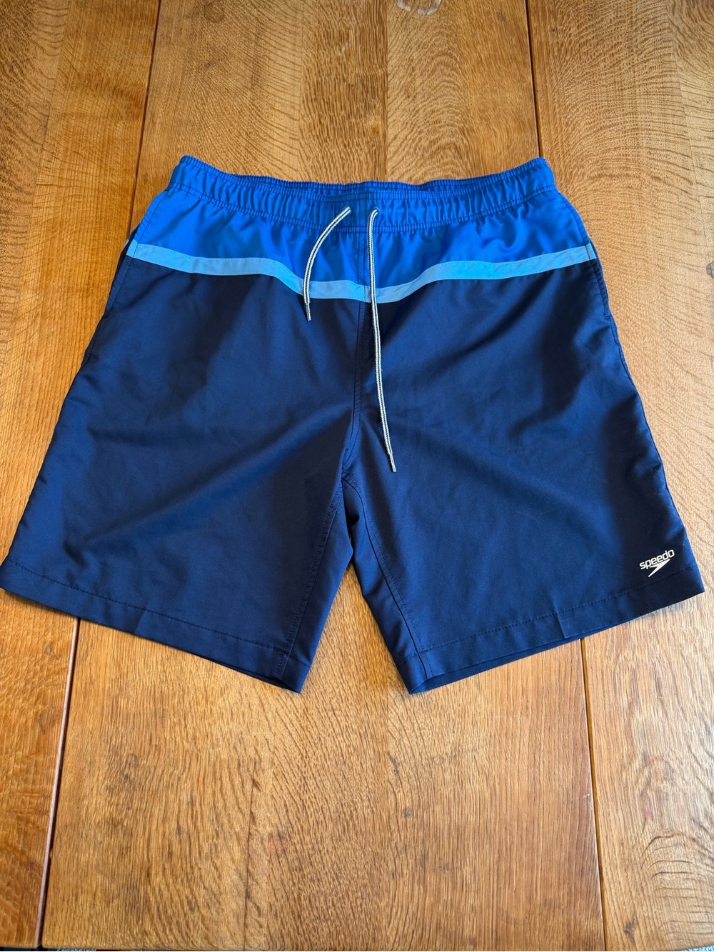 Speedo Men's Navy and Bright Blue Two-Tone Swim Trunks